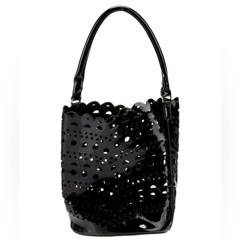 EUC Nieman Marcus Laser Cut Patent Leather Women's Bucket Purse